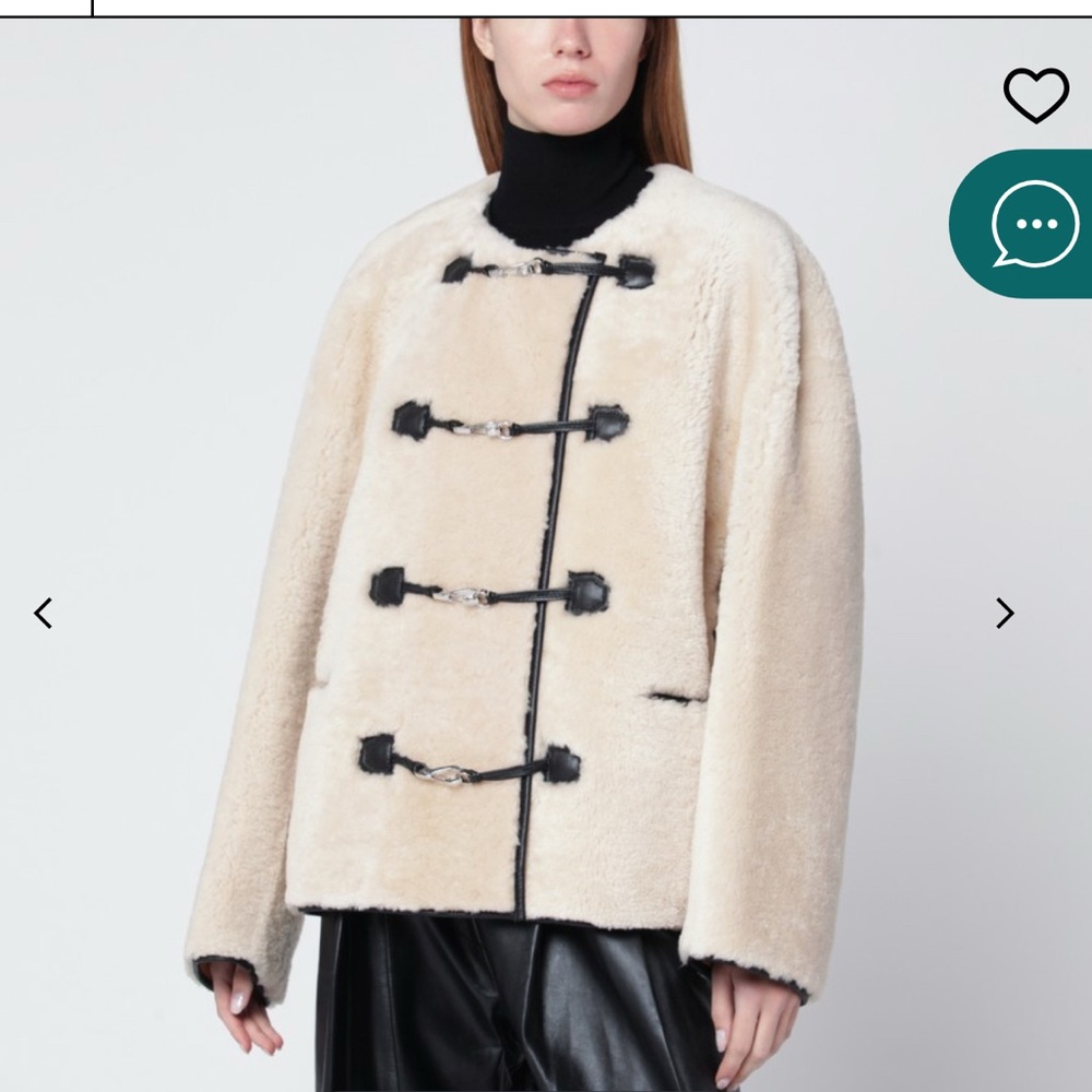 Toteme Cream Teddy Jacket with Black Accents